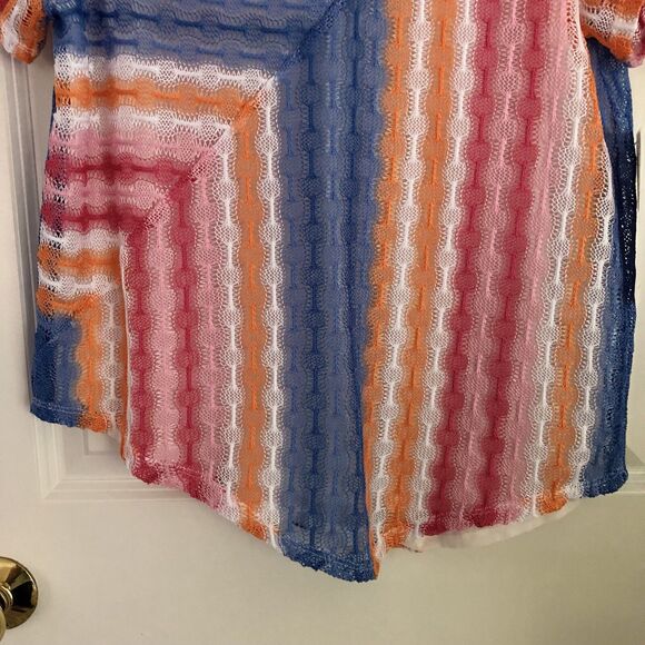 ALFRED DUNNER PARADISE ISLAND MULTICOLOR SLIP NECK SHORT SLEEVE SPLICED STRIPLE - Picture 5 of 6